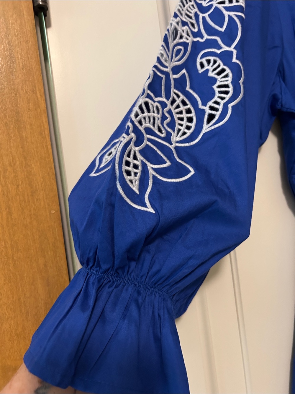 Hyacinth House Blue Embroidered Midi Dress with White Trim by Winchester - Picture 5 of 14
